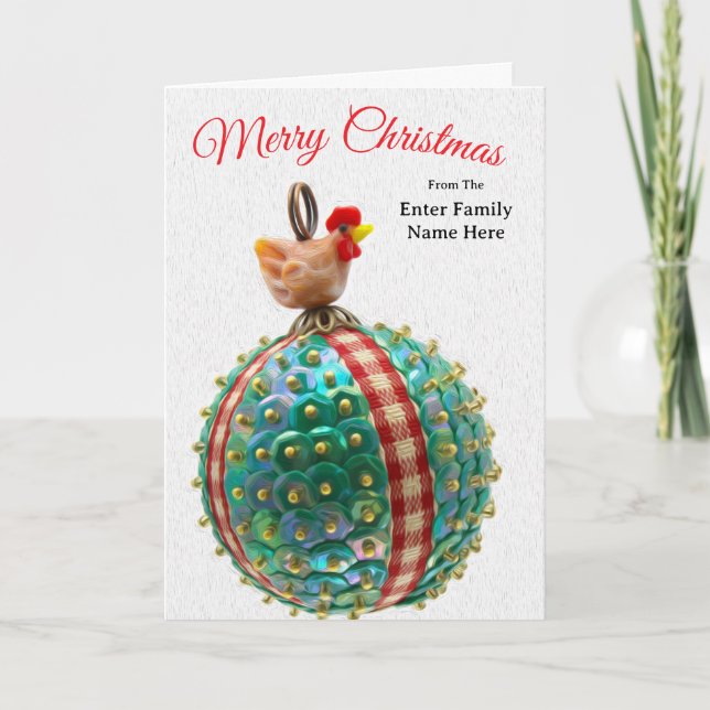 Personalized Country Chicken Christmas Card (Front)