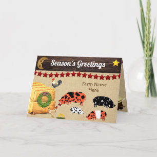 Personalized - Country Christmas KuneKune Pig Farm Card