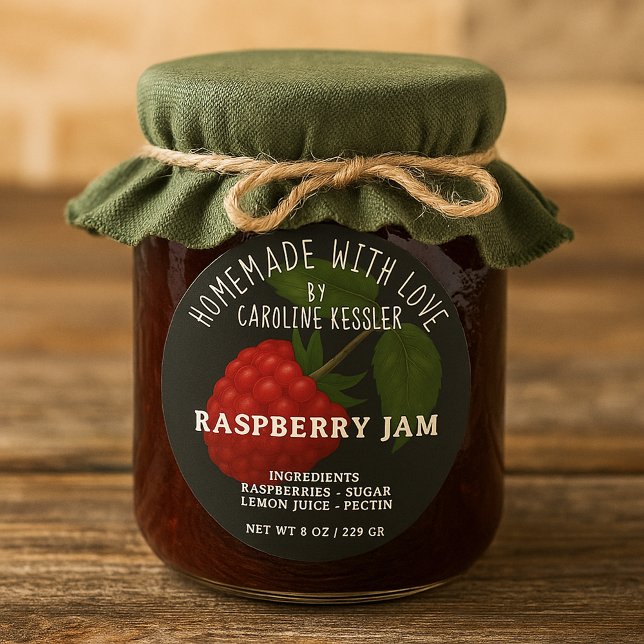 Personalized Country Farm Raspberry Jam Canning Classic Round Sticker (Creator Uploaded)