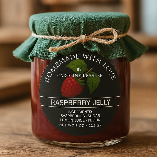 Personalized Country Farm Raspberry Jam Canning Classic Round Sticker (Creator Uploaded)