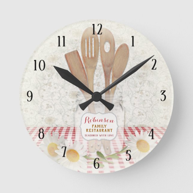 Personalized Country Kitchen  Round Clock (Front)