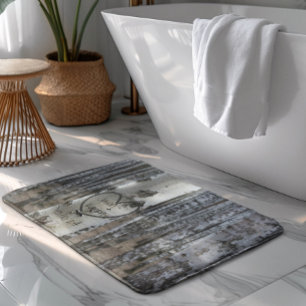 Personalized Country Rustic Carved Heart Bath Mat