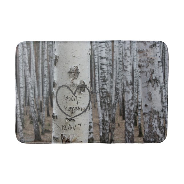 Personalized Country Rustic Carved Heart Bath Mat (Front)