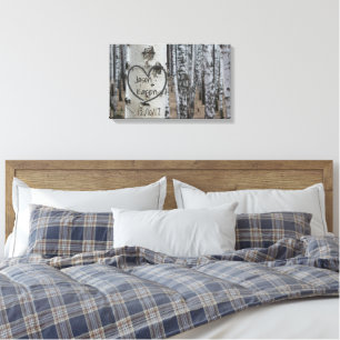 Personalized Country Rustic Carved Heart Canvas Print