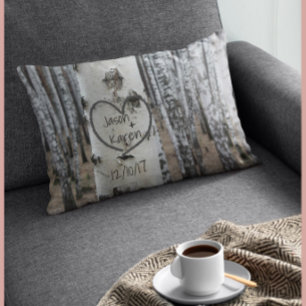 Personalized Country Rustic Carved Heart Decorative Pillow