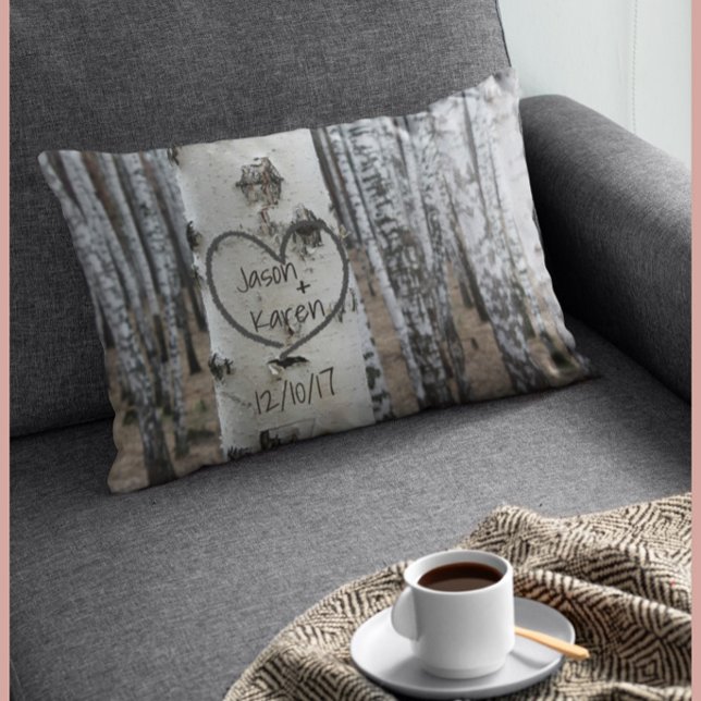 Personalized Country Rustic Carved Heart Decorative Pillow (Creator Uploaded)