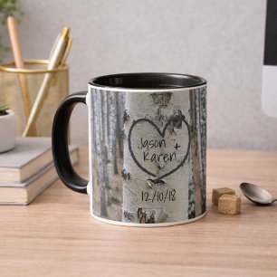 Personalized Country Rustic Carved Heart Mug