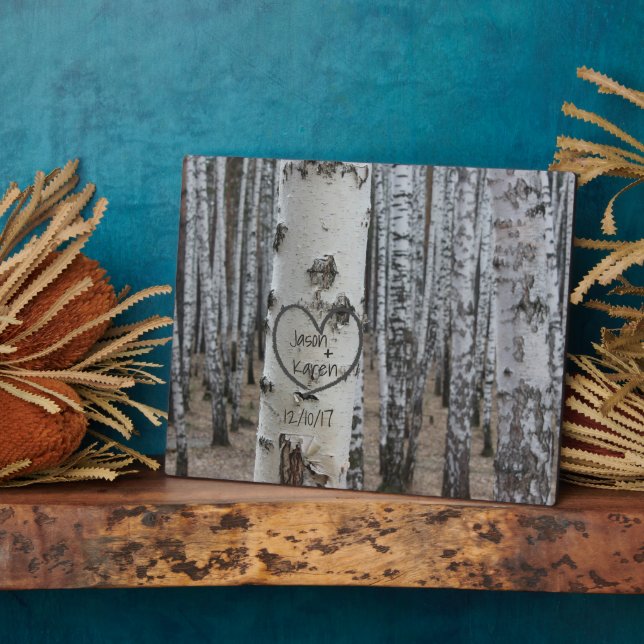 Personalized Country Rustic Carved Heart Plaque (Side)