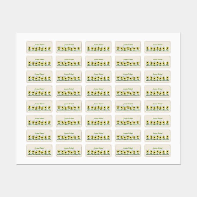 Personalized Country Sunflowers Labels n Tags (Sheet)