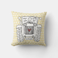 Personalized Country Wedding Tractor Cushion