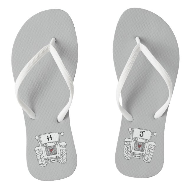 Personalized Country Wedding Tractor Flip Flops (Footbed)