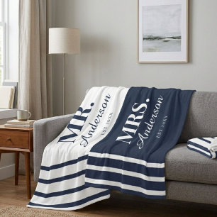 Personalized Couple Beach Towels Mr. & Mrs. Beach Fleece Blanket