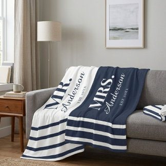 Personalized Couple Beach Towels Mr. & Mrs. Beach Fleece Blanket