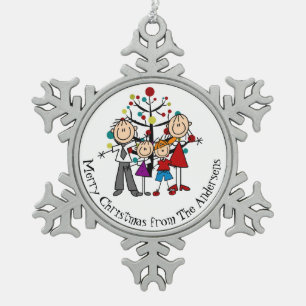 Personalized Couple, Boy, Girl Snowflake Ornament