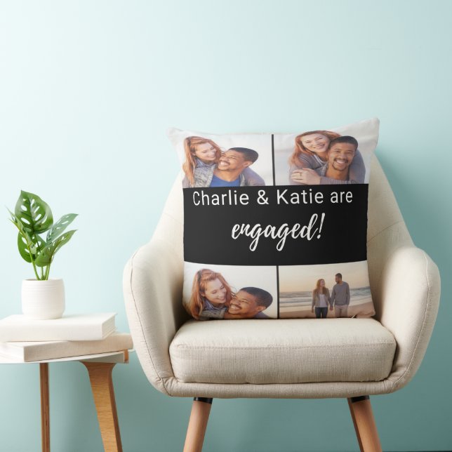 Personalized Couple Collage Throw Pillow (Chair)