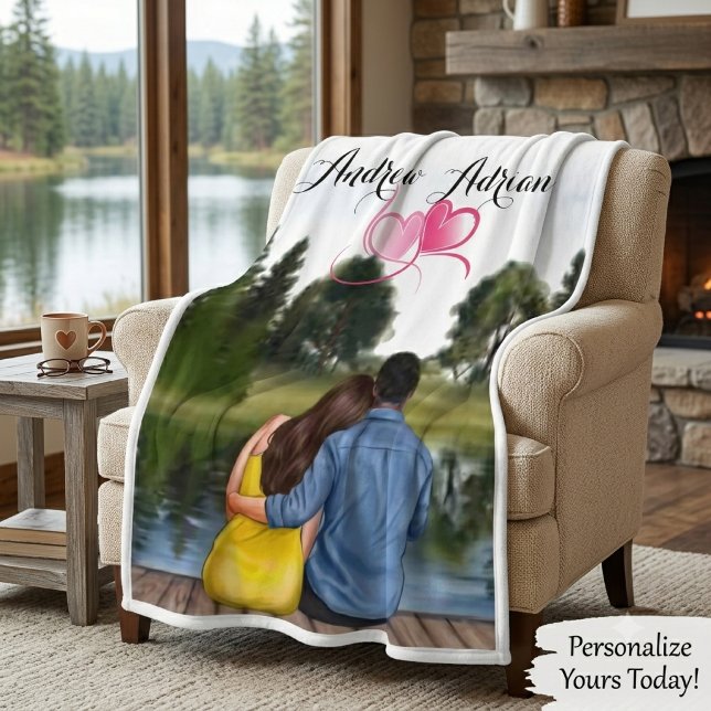 Personalized  Couple custom name romantic  Fleece Blanket (Creator Uploaded)