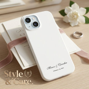 Personalized Couple Date Minimal White iPhone 15 Case