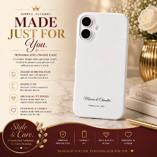 Personalized Couple Date Minimal White iPhone 16 Case