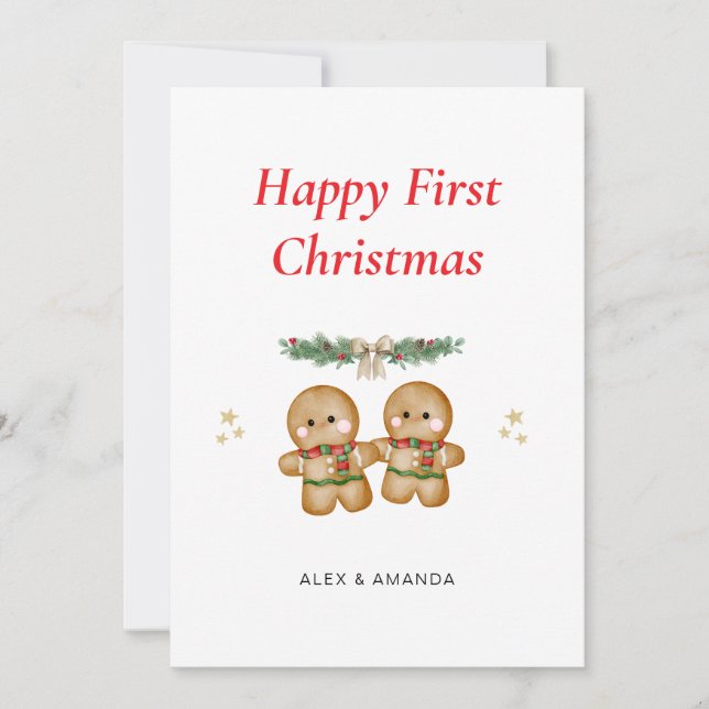 Personalized Couple First Christmas Holiday Card (Front)