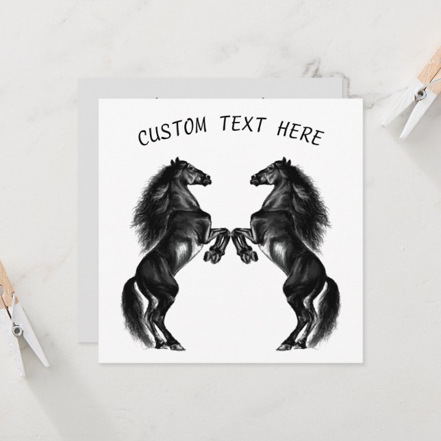 Personalized Couple Horse Card with Custom Text (Front/Back In Situ)