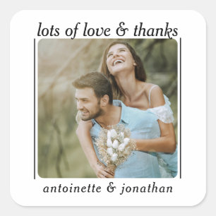 Personalized Couple Image Lots of Love & Thanks Square Sticker