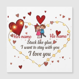 Personalized Couple Love Hearts Magnetic Card
