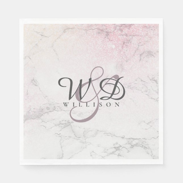 Personalized Couple Marble with glitter details Napkin (Front)
