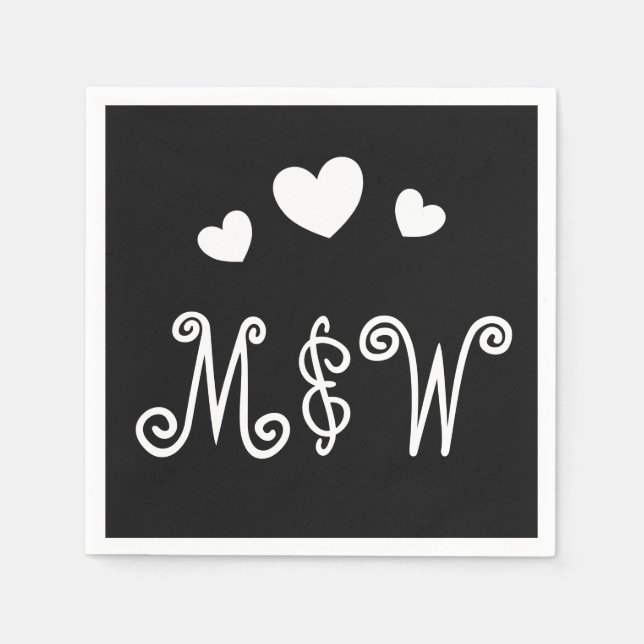 Personalized Couple Monograms Love Paper Napkins (Front)