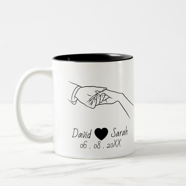 Personalized Couple Mug with Names & Date (Gauche)