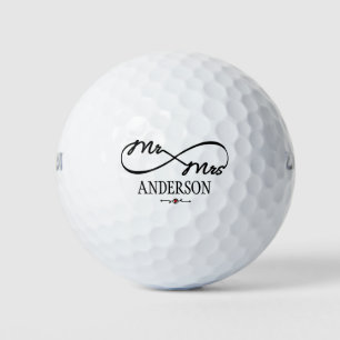 Personalized Couple Name Heart Black Colour Font Golf Balls