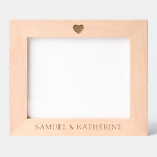 Personalized Couple Name Heart Wood Etched Frames