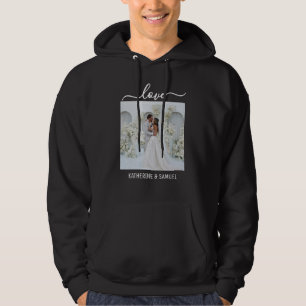 Personalized Couple Name & Romantic Photo Black Hoodie