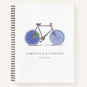 Personalized Couple Name Wedding Bicycle Purple Notebook