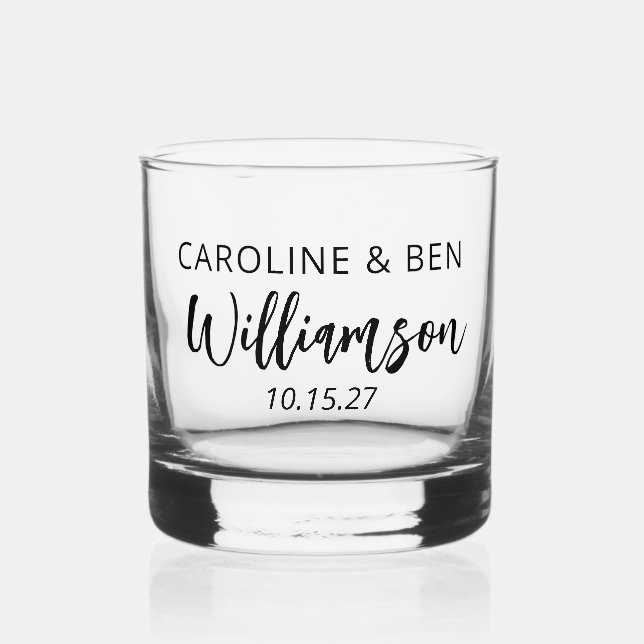 Personalized Couple Names Date Anniversary Gift Whiskey Glass (Front)