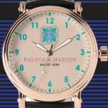 Personalized couple names elegant tan monogram watch<br><div class="desc">Personalized with his & her initials and date, this custom watch is a sweet anniversary gift to celebrate a milestone occasion for a couple. It makes a meaningful gift for a special day. Personalized Watch Wedding Gift for Groom, Watch For Groom, Anniversary Gift for Men, Groom Gift From Bride, Gift...</div>