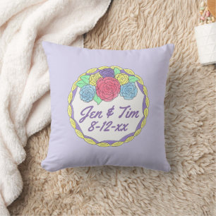 Personalized Couple Names Wedding Cake Marriage Throw Pillow