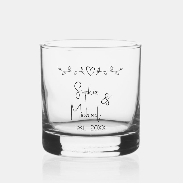 Personalized Couple Names Wedding Favours  Whiskey Glass (Front)
