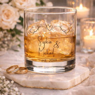 Personalized Couple Names Wedding Favours  Whiskey Glass
