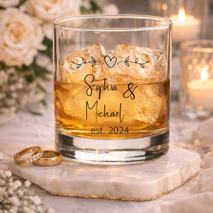 Personalized Couple Names Wedding Favours  Whiskey Glass