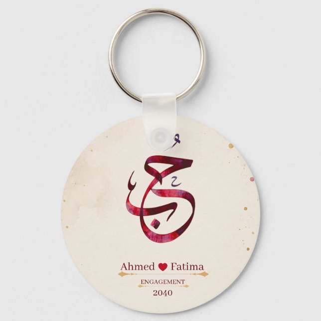 Personalized Couple Names Wedding Gift Keychain (Front)