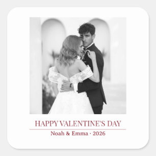 Personalized Couple Names & Year - Elegant Photo  Square Sticker