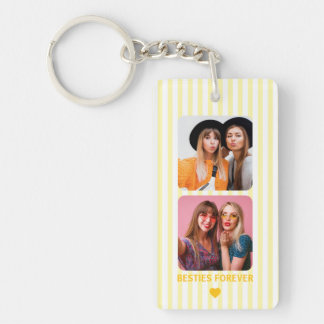 Personalized Couple Photo Boyfriend Besties Stripe Keychain