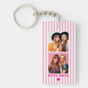 Personalized Couple Photo Boyfriend Besties Stripe Keychain