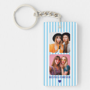 Personalized Couple Photo Boyfriend Besties Stripe Keychain