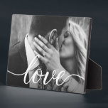 Personalized Couple Photo handlettering Love Plaque<br><div class="desc">Personalize this plaque photo with your own for a thoughtful gift. Elegant,  modern and unique script for the word "Love" with long tailed swashes.</div>