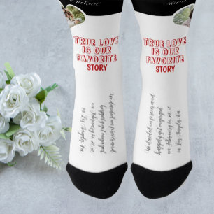 Personalized couple photo love heart engagement  socks