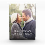 Personalized Couple Photo Newlywed Names Date Block<br><div class="desc">Every couple has a unique story about where it all began. This photo block with white text can be customized to any couple,  with their names,  the date of their anniversary (first date,  wedding,  engagement,  etc),  as well as a picture of the happy couple. A truly unique keepsake!</div>