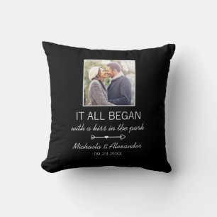 Personalized Couple Photo Newlywed Names Date Throw Pillow