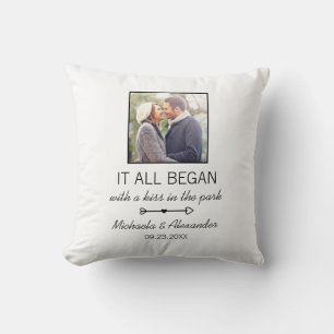 Personalized Couple Photo Newlywed Names Date Throw Pillow