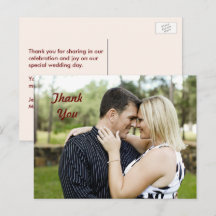 Personalized Couple Photo Thank You Postcard